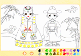 Jogo de Colorir o Casal Oriental 