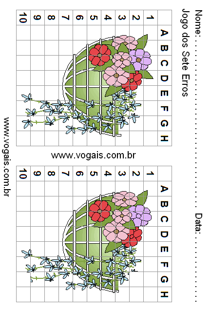 Jogo dos Sete Erros Colorido Tema Coquetel. Passatempo dos 7 Erros