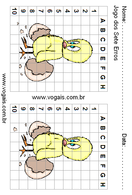 Jogo dos Sete Erros Ovo Chocando